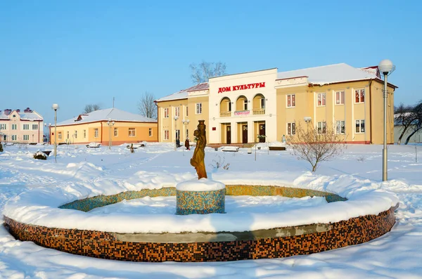 Senno Belarus Janvier 2019 Vue Hiver Fontaine Sur Place Centrale — Photo