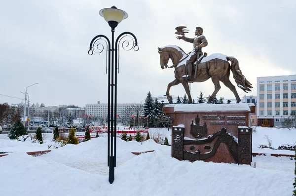 Vitebsk Bělorusko Ledna 2019 Památník Velkokníže Litvy Olgert Zima Panoráma — Stock fotografie