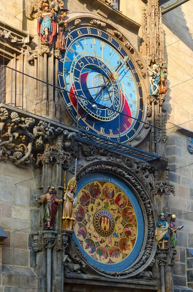 Reloj Astronómico Praga Orloj Antiguo Ayuntamiento Praga República Checa Marcaciones —  Fotos de Stock