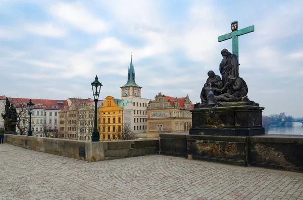 Sochařské Skladby Karlova Mostu Praha Česká Republika Nářek Krista 1859 — Stock fotografie