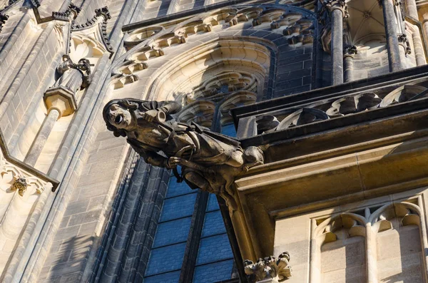 Gargoyle Gebouw Van Beroemde Vitus Cathedral Prague Castle Prague Tsjechië — Stockfoto