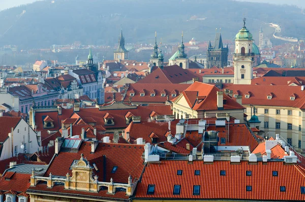 Beautiful Top View Historical Center Prague Stare Mesto Sunny January — Stock Photo, Image