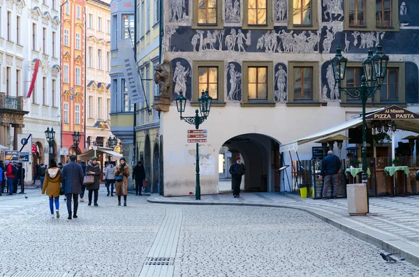 Прага Чехія Січня 2019 Невідомі Туристів Ходьби Історичному Центрі Міста — стокове фото
