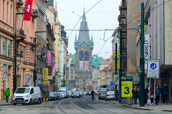 Prag Tjeckien Januari 2019 Yindrishskaya Tower Historiska Distriktet Prags Nove — Stockfoto