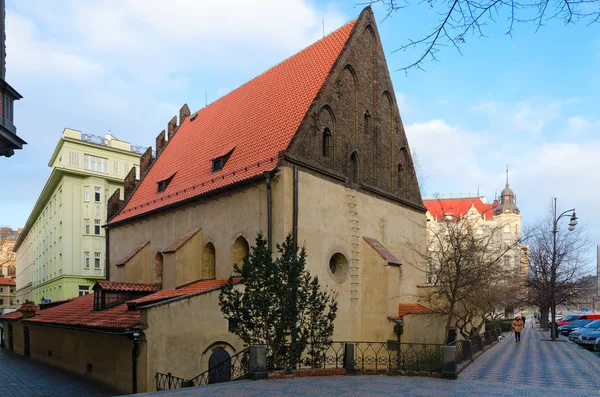 Praga República Checa Enero 2019 Sinagoga Staronova Gótica Barrio Judío — Foto de Stock