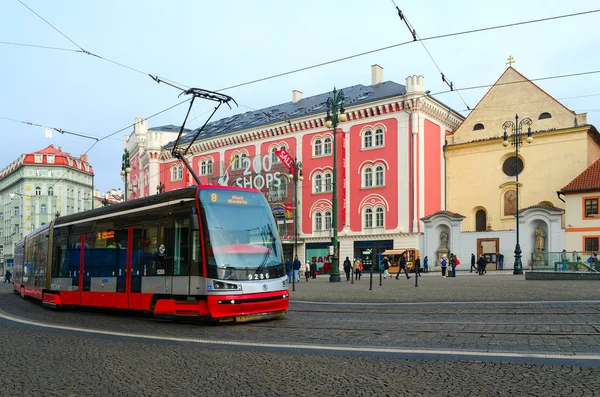 Prag Tschechische Republik Januar 2019 Straßenbahn Auf Dem Platz Der — Stockfoto