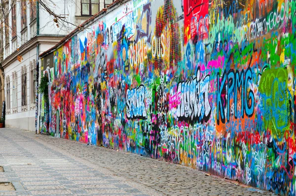 Prague República Checa Janeiro 2019 Muro Famoso John Lennon Praga — Fotografia de Stock