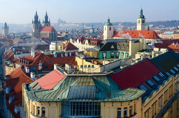 Beautiful top view on historical center of Prague (Stare Mesto), Czech Republic — Stock Photo, Image