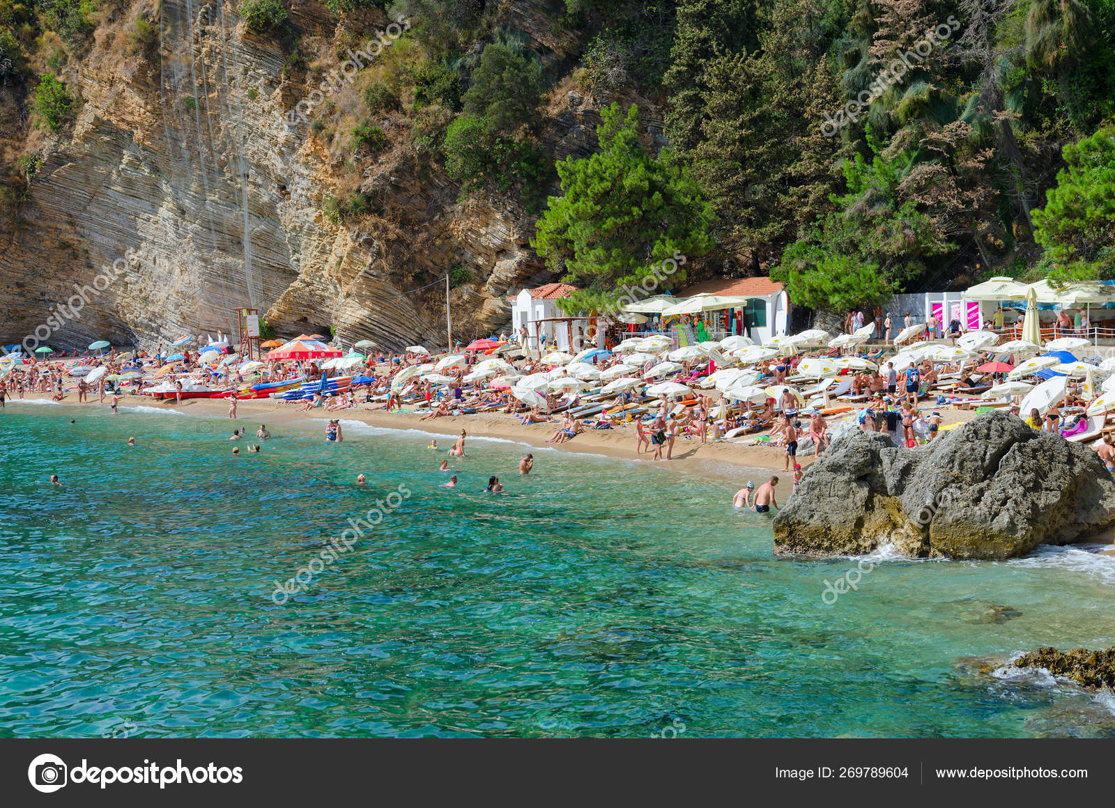 пляж могрен будва черногория стоковое редакционное фото