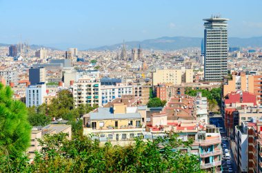 Barselona 'nın yukarısında manzaralı manzara, Ispanya