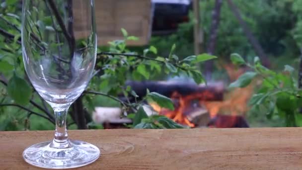 Pour Light Beer Glass Glass Background Fire Nature — Stock Video