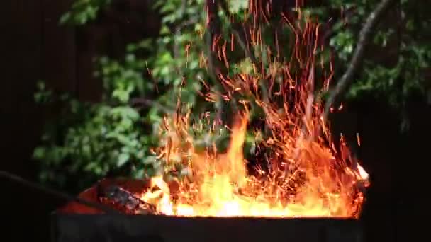 Karanlıktaki Ateşten Kıvılcımlar Açık Hava Eğlencesi — Stok video