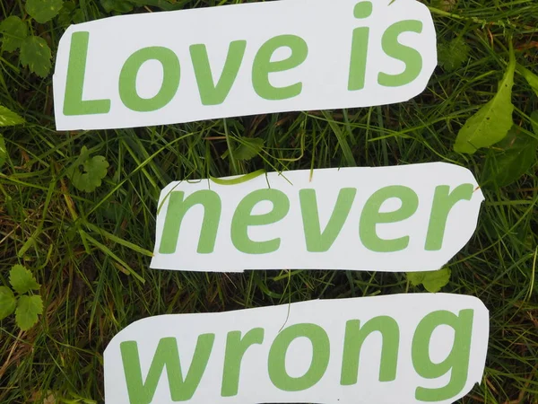 Αγγλική Παροιμία Κόψε Τις Λέξεις Αγάπη Δεν Είναι Ποτέ Λάθος — Φωτογραφία Αρχείου