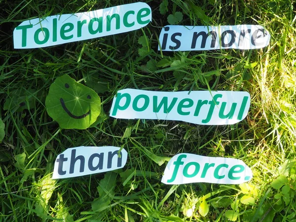 English proverb. cut the words. Tolerance is more powerful than force