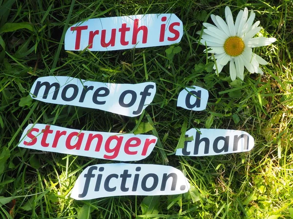 English Proverb Cut Words Truth More Stranger Fiction — Stock Photo, Image