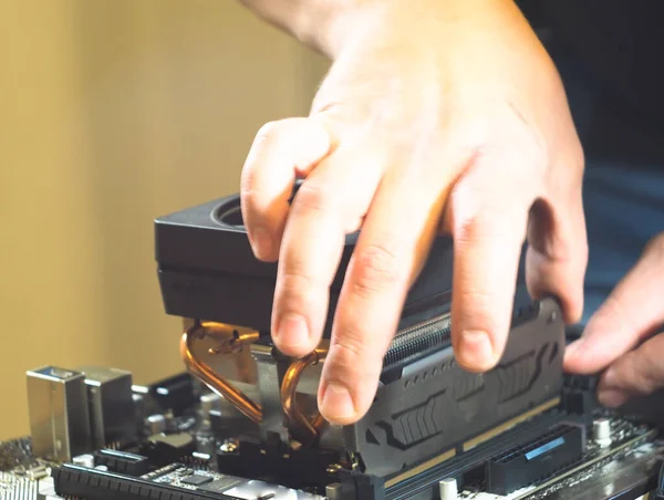 RAM kurulumu. Kişisel bir bilgisayarın montajı. atölye.