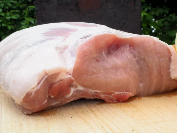 Ein Stück Schweinelende Auf Dem Knochen Fleisch Auf Knochen Schweinefleisch — Stockfoto