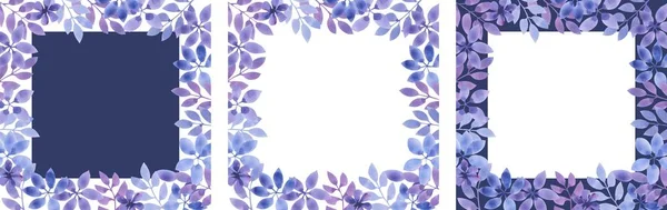 Seamless pattern of blue leaves and flowers in watercolor style. Excellent background for fabric or paper.