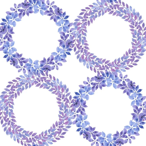 Seamless Pattern Blue Leaves Flowers Watercolor Style Excellent Background Fabric — Stock Photo, Image