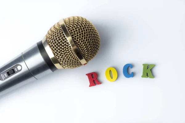 Micrófono Sobre Fondo Blanco Primer Plano Género Rock —  Fotos de Stock