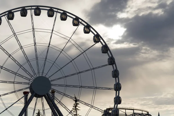 Gran Rueda Fortuna Sobre Fondo Cielo Azul Primer Plano Ciudad —  Fotos de Stock