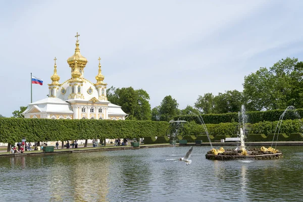 Oberer Garten Von Peterhof Russland Einem Sonnigen Tag — Stockfoto