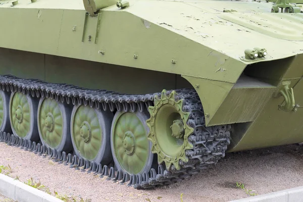 Bande Roulement Chenille Réservoir Avec Roues Équipement Militaire Moderne — Photo