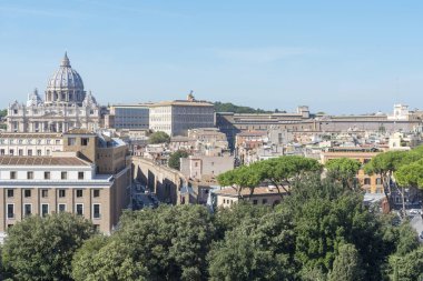 Roma, İtalya'nın hava panoramik cityscape. İtalya Roma'da manzaraları.