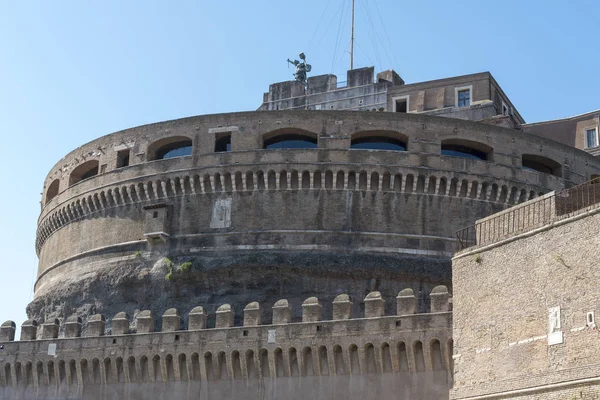 Close-up of Castel Sant\'angelo, castle arches. Attraction of Rome in Italy.