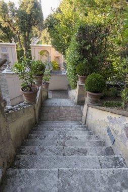 Villa d'este Tivoli merdivenlere. üstten görünüm. İtalya şehrin cazibe.
