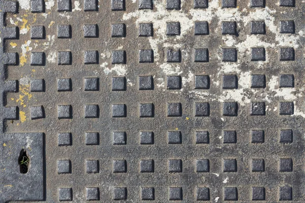 Grunge metal doku arka plan, kareler ile metal plaka. Metal arka plan resmini.