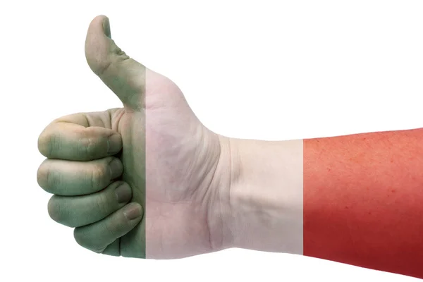 Das Konzept Von Italien Die Hand Gibt Einen Daumen Nach — Stockfoto