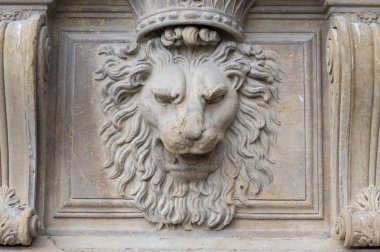 Florenze palazzo pitti aslan heykeli bas Rölyef. Palazzo Pitti duvardaki aslan.