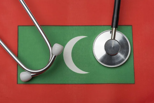 Флаге Мальдив Находится Стетоскоп Концепция Медицины — стоковое фото