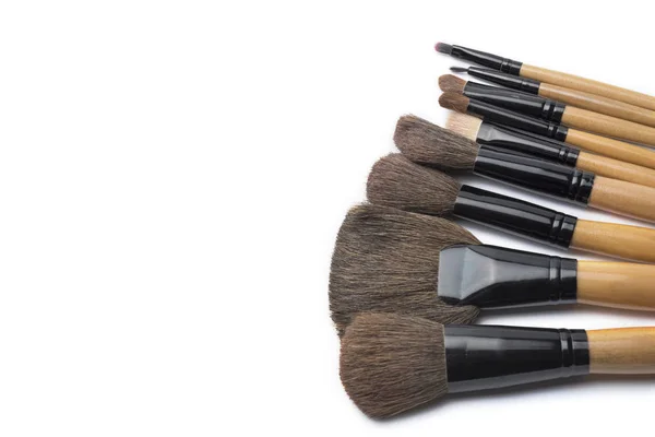 Pinceles Maquillaje Sobre Fondo Blanco Aislado Conjunto Cepillos Maquillaje Profesionales — Foto de Stock