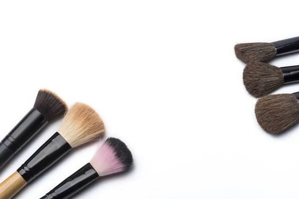 Pinceles Maquillaje Sobre Fondo Blanco Aislado Conjunto Cepillos Maquillaje Profesionales — Foto de Stock