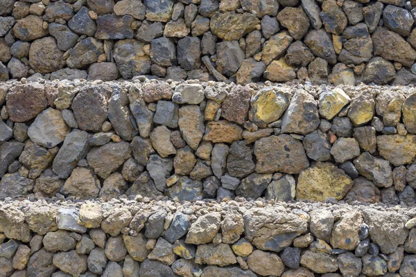 The stone texture of the wall or track.