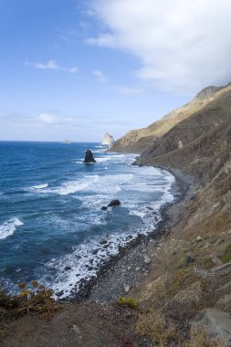 Tenerife adasında İspanya'da siyah kum plaj.
