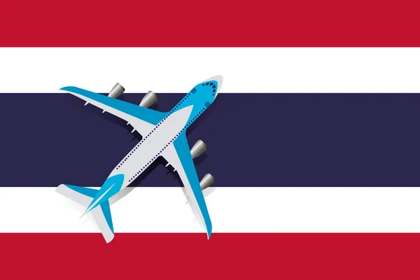 关于悬挂在泰国国旗上的客机的矢量图解 旅游和旅行的概念 — 图库矢量图片