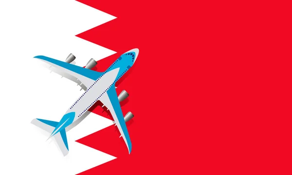 Vettore Illustrazione Aereo Passeggeri Che Sorvola Bandiera Del Bahrein Concetto — Vettoriale Stock