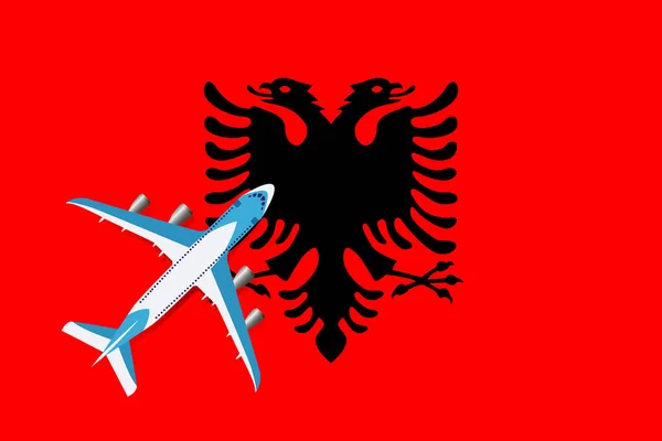 Avión Bandera Albania Concepto Viaje Para Diseño Concepto Turismo Viajes — Vector de stock