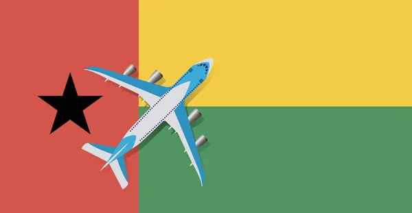 Vector Ilustração Avião Passageiros Que Sobrevoa Bandeira Guiné Bissau Conceito — Vetor de Stock