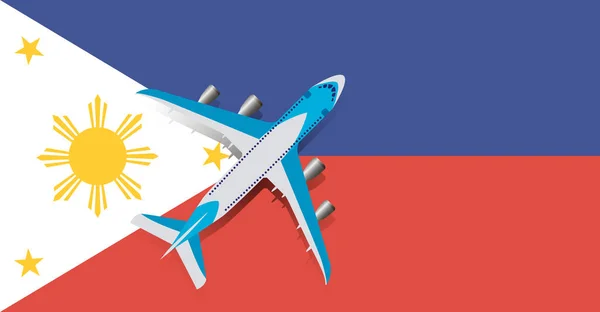 Ilustração Vetorial Avião Passageiros Que Sobrevoa Bandeira Das Filipinas Conceito —  Vetores de Stock