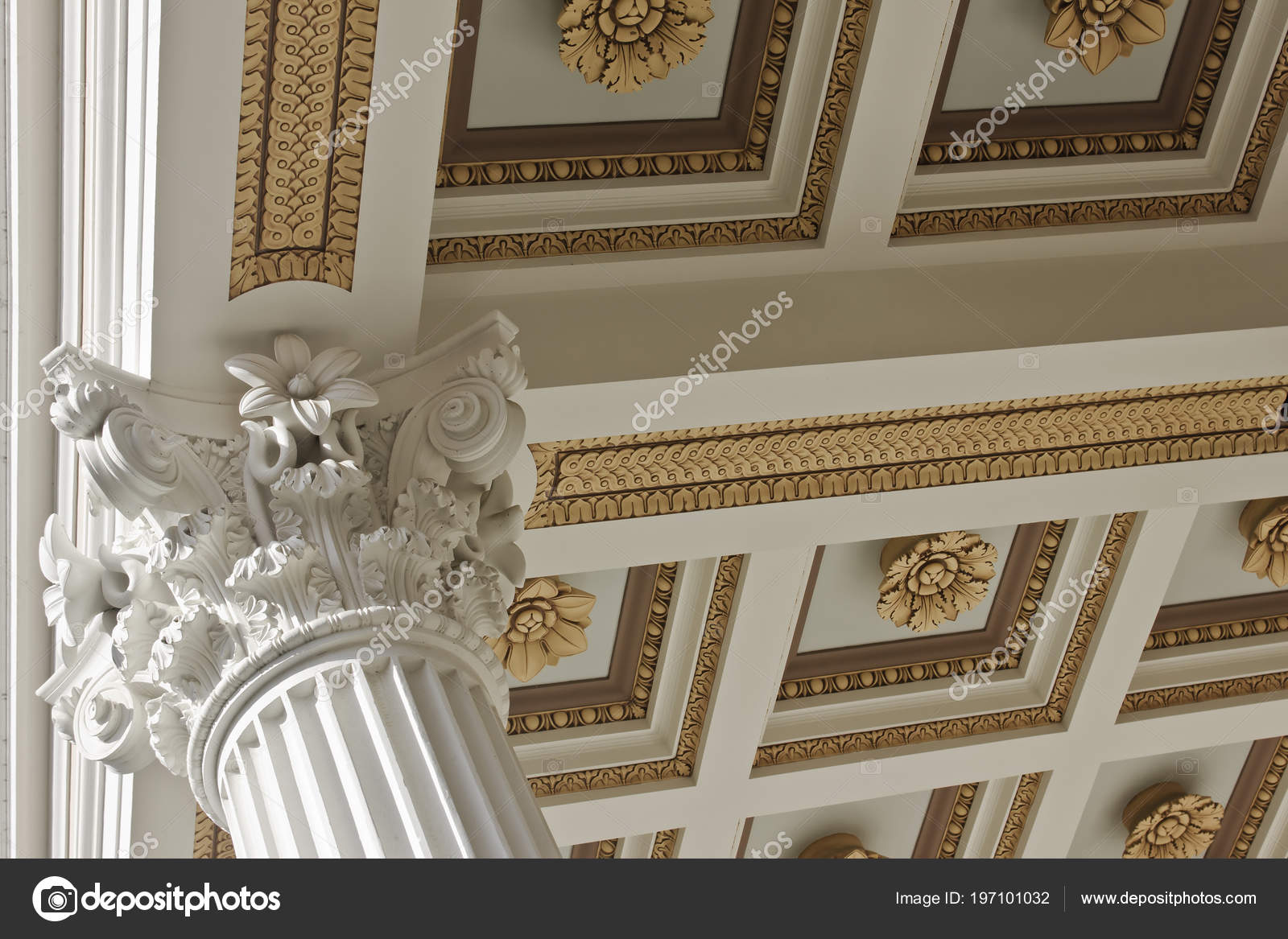 Column Supports Ceiling Texture Design Stock Photo