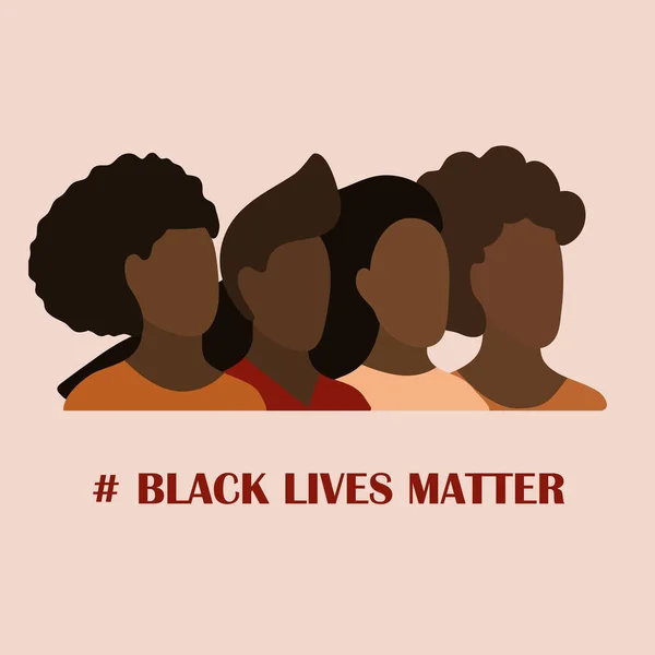 黑人的生命很重要 我不能呼吸的概念 反对种族主义的非洲裔美国青年男女反对种族主义的媒介说明 抗议横幅和关于美国黑人人权的海报 — 图库矢量图片
