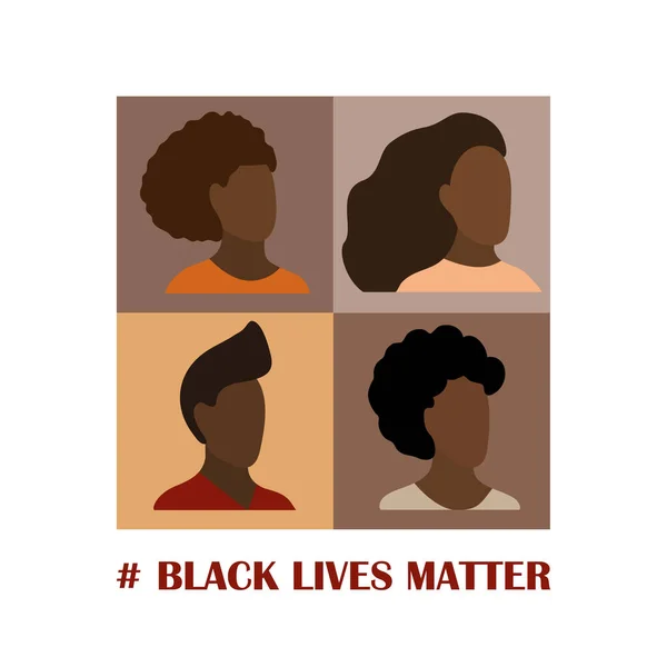 Black Lives Matter Non Riusciamo Respirare Illustrazione Vettoriale Giovani Afroamericani — Vettoriale Stock