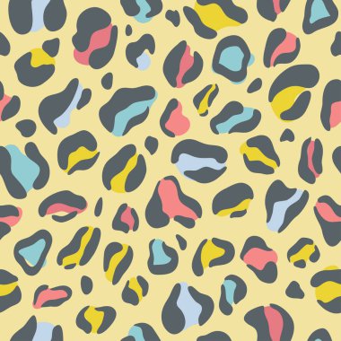 Soyut hayvan derisi leopar desensiz desen tasarımı. Jaguar, leopar, çita, panter kürkü. Vektör illüstrasyon arkaplanı