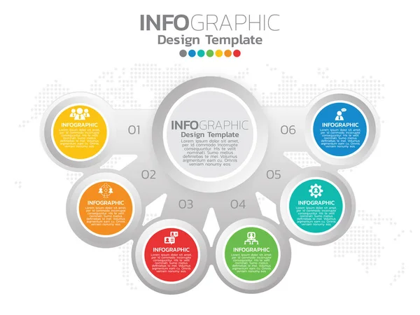 具有6个颜色选项的Infographic模板设计 — 图库矢量图片