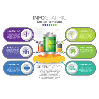 Simgesi ve seçenekleri olan bilgi şablonu tasarımı.