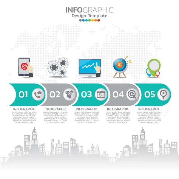 Návrh Šablony Aplikace Infographic Možnostmi Barev — Stockový vektor